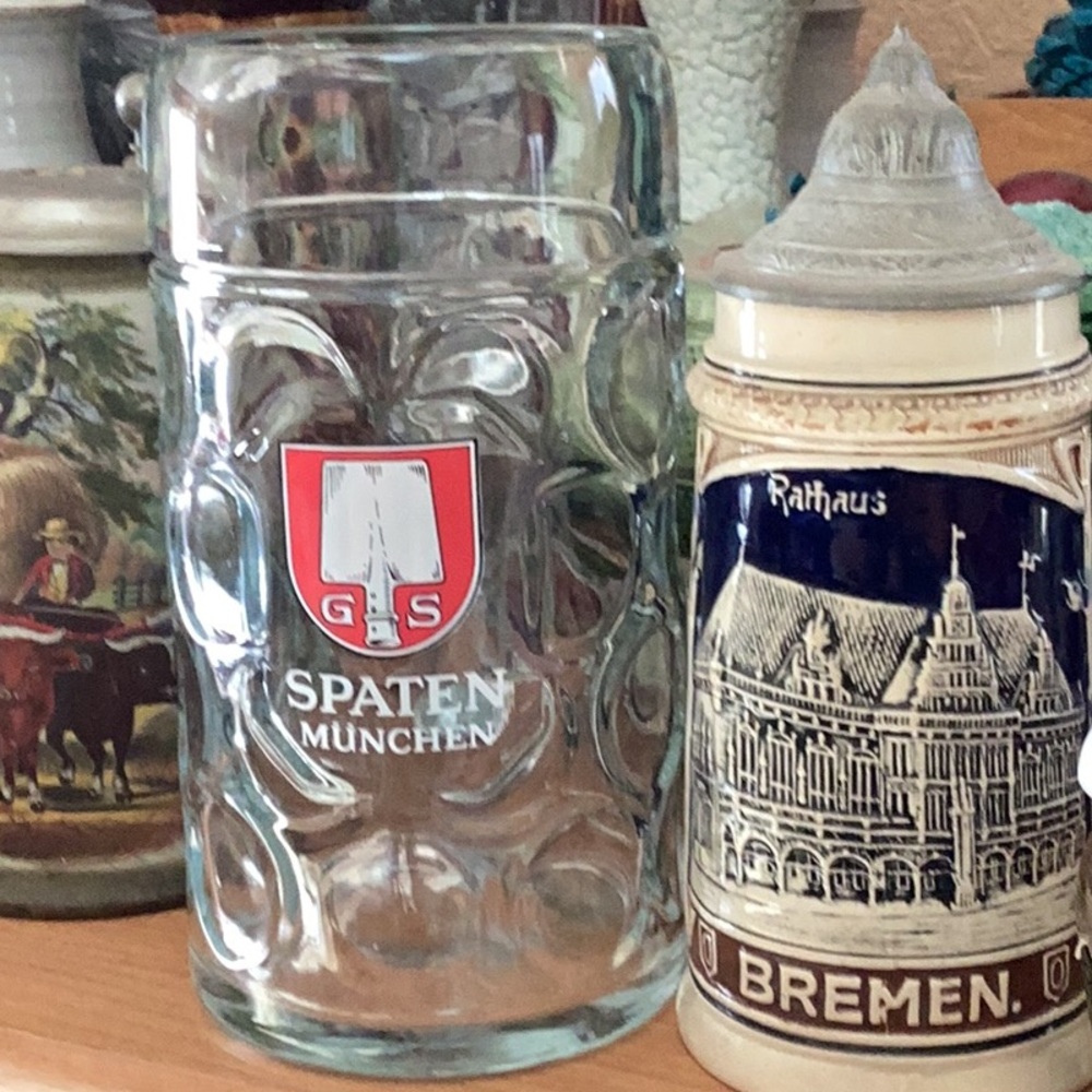 🍺 BEE STEIN AUTHENTIC  🍻 SPATEN MUNCHEN  G S  GERMAN BIER 1 Litre